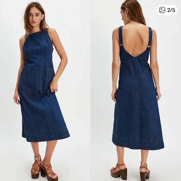 Free People Dresses & Skirts - NWT Free People Dex Denim pocket midi dress Sz XS